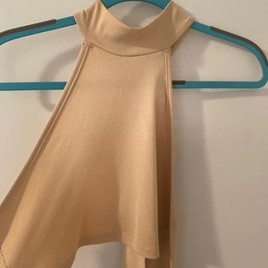 High neck halter top with tie back